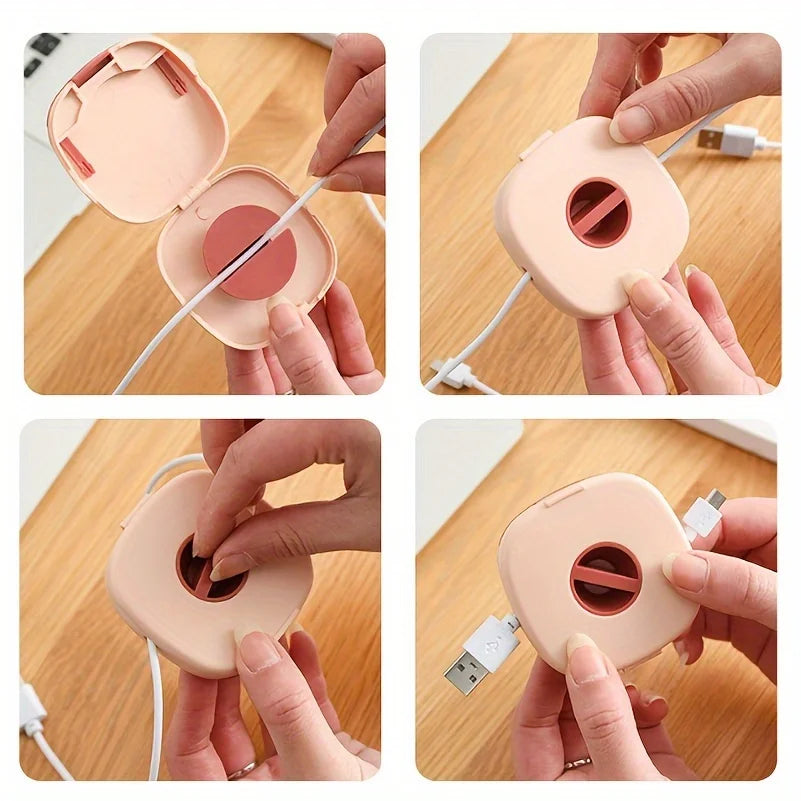 Travel Cable Organizer with Retractable Holder – Hard Plastic, Striped, 3-Colors, Adjustable Stand – Ideal Gift for Any Occasion